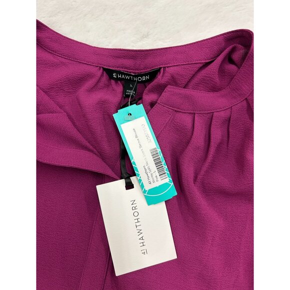 41 Hawthorn Morey Split Neck Short Sleeve Blouse Pink Large NWT - Picture 11 of 11